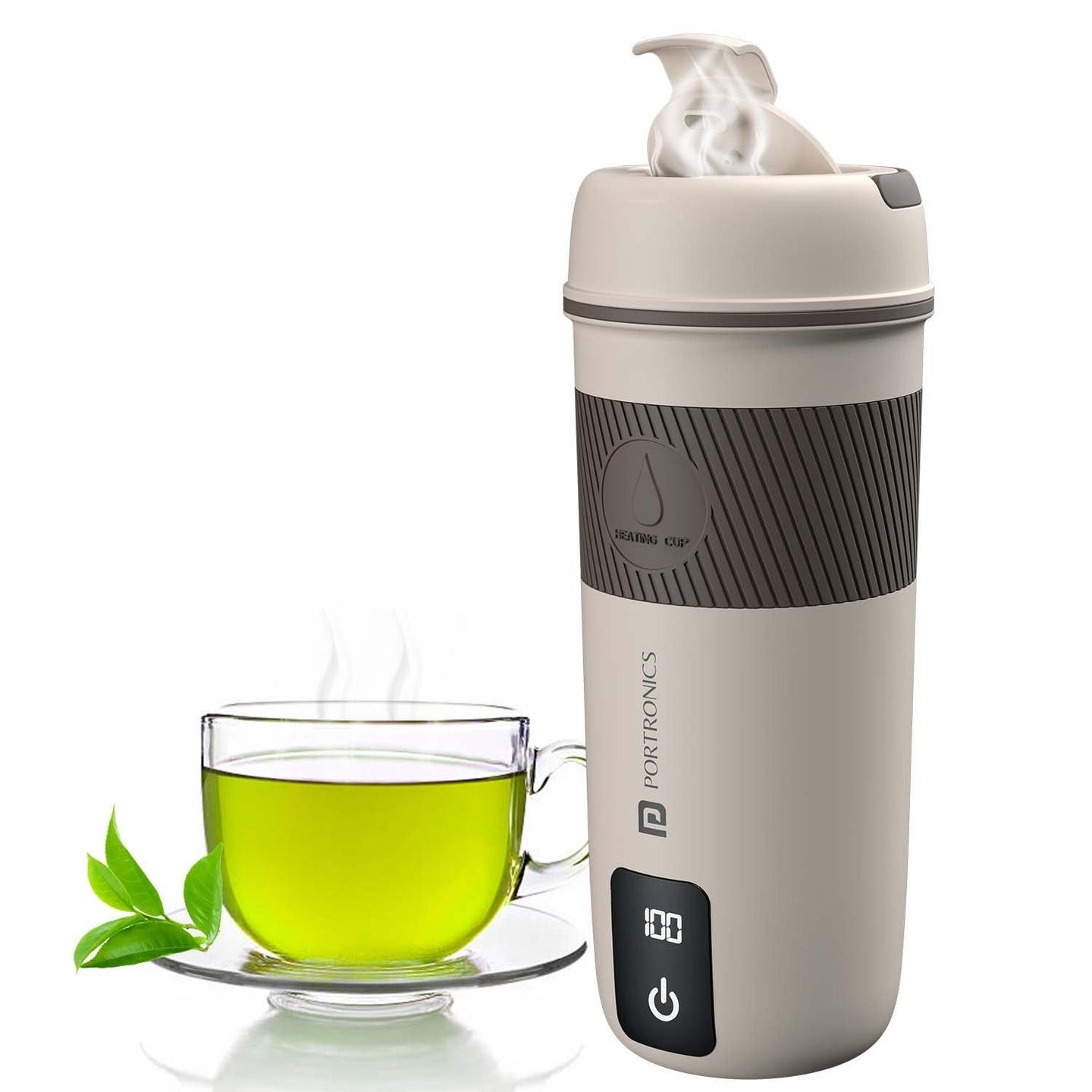 Portronics Thermosip Smart Temperature Display Vacuum Flask - Beige