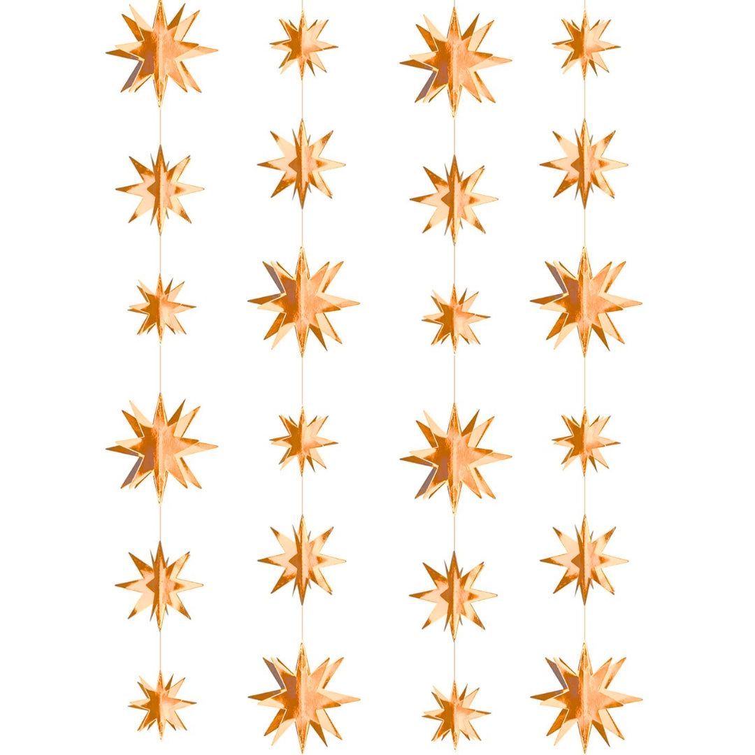3D Rose Gold Star Shaped Hanging Decor - 8FT - 1PC