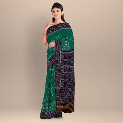 Brunswick Green Nuapatna Cotton Saree