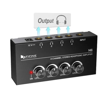 FIFINE N6 - Headphone Amplifier With Stereo Output and Individual Volume Controls FIFINE N6 - Headphone Amplifier With Stereo Output and Individual Volume Controls
