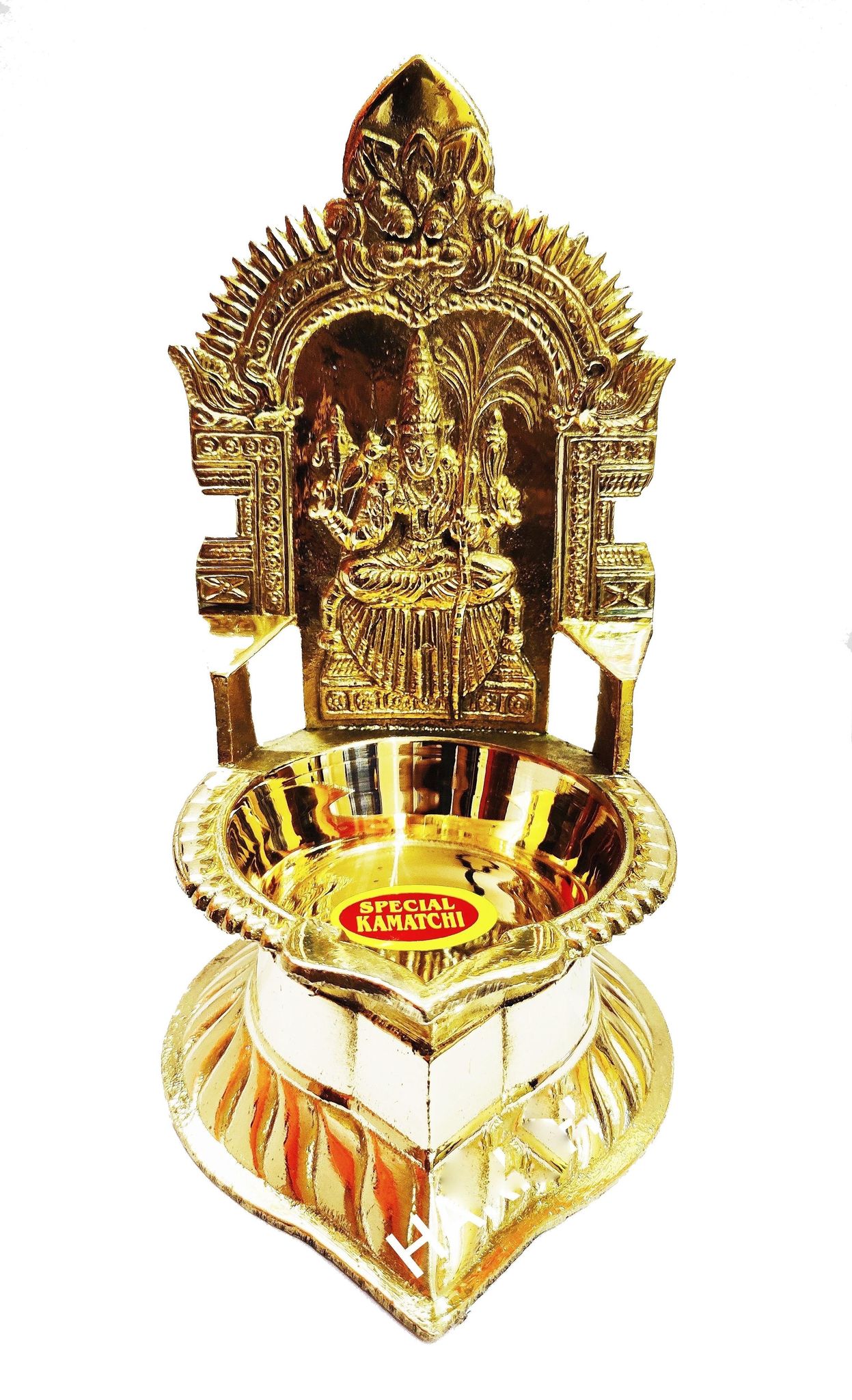 NAAYAGI - PURE BRASS KAMAKSHI DIYA / kamakshi VILAKKU / DEEPAM - 7 INCH High