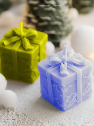 SS ENTERPRISE Organic Soy Wax Gift Shape Candle for Home Decor | Scented Aromatic Fragrance Candles | Smoke-Free Pillar Candles (Pack of 2, Blue-Green) SS ENTERPRISE Organic Soy Wax Gift Shape Candle for Home Decor | Scented Aromatic Fragrance Candles | Smoke-Free Pillar Candles (Pack of 2, Blue-Green)