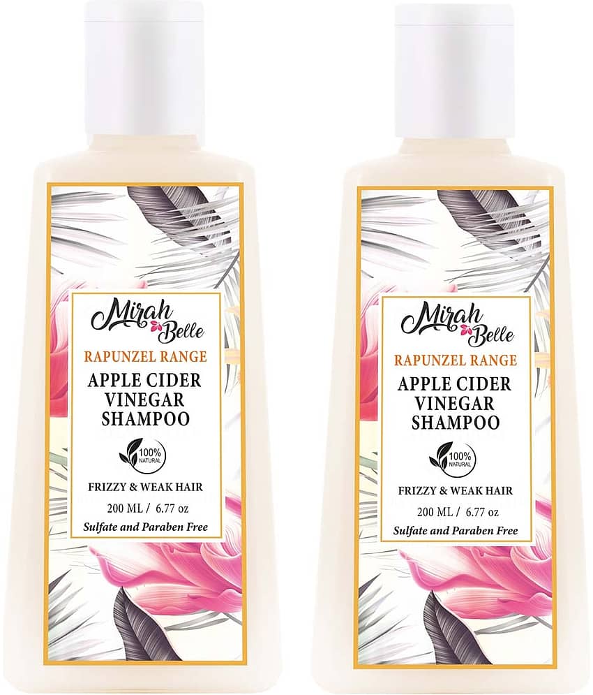 Mirah Belle Organic & Natural - Apple Cider Vinegar Softening & Repairing- Paraben Free Shampoo 200 mL Pack of 2