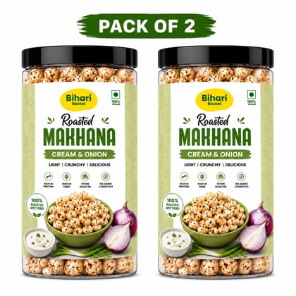 Cream And Onion Roasted Makhana (Pack of 2) - Bihari Basket