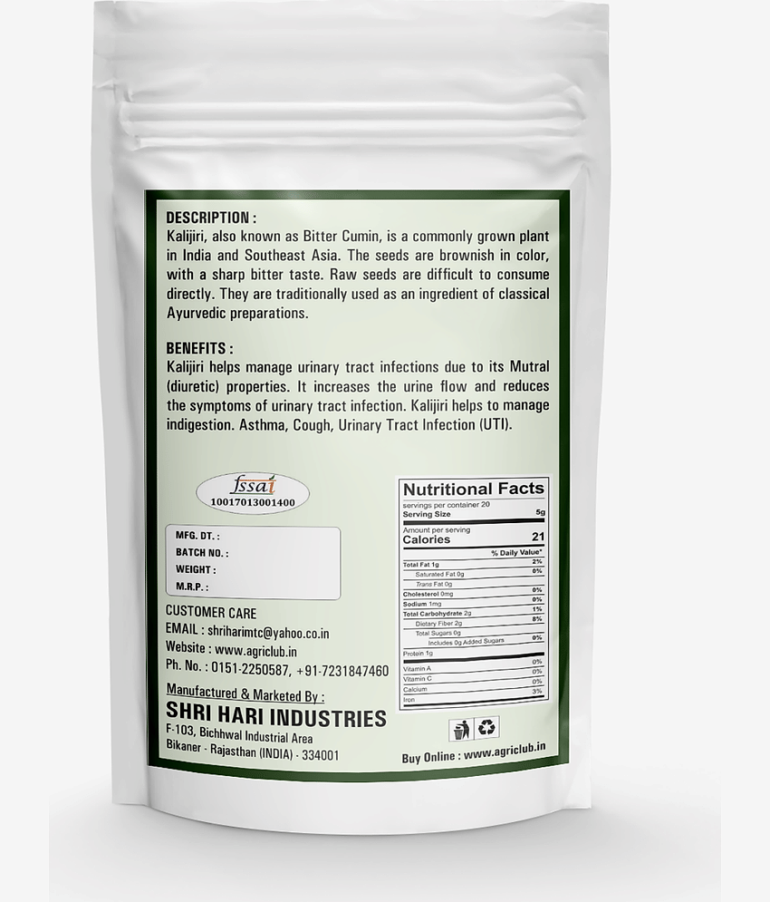AGRI CLUB Kali Jeeri-Black Cumin Seeds Raw Herbs 450 Gm