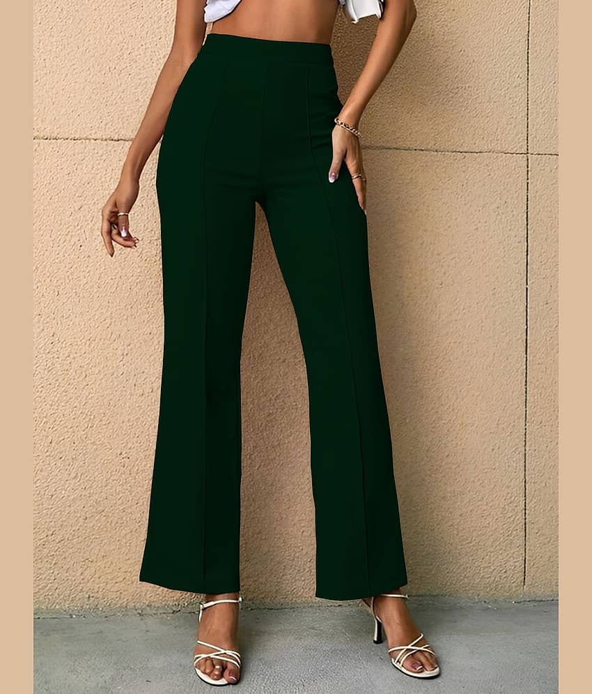 Parona Women Polyester Casual Trousers ( Green )