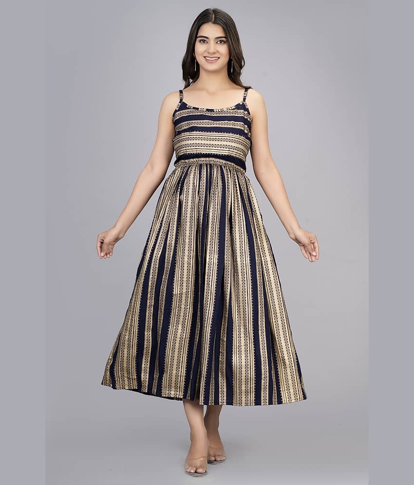 Smien - Blue Rayon Women's Fit & Flare Dress ( Pack of 1 )