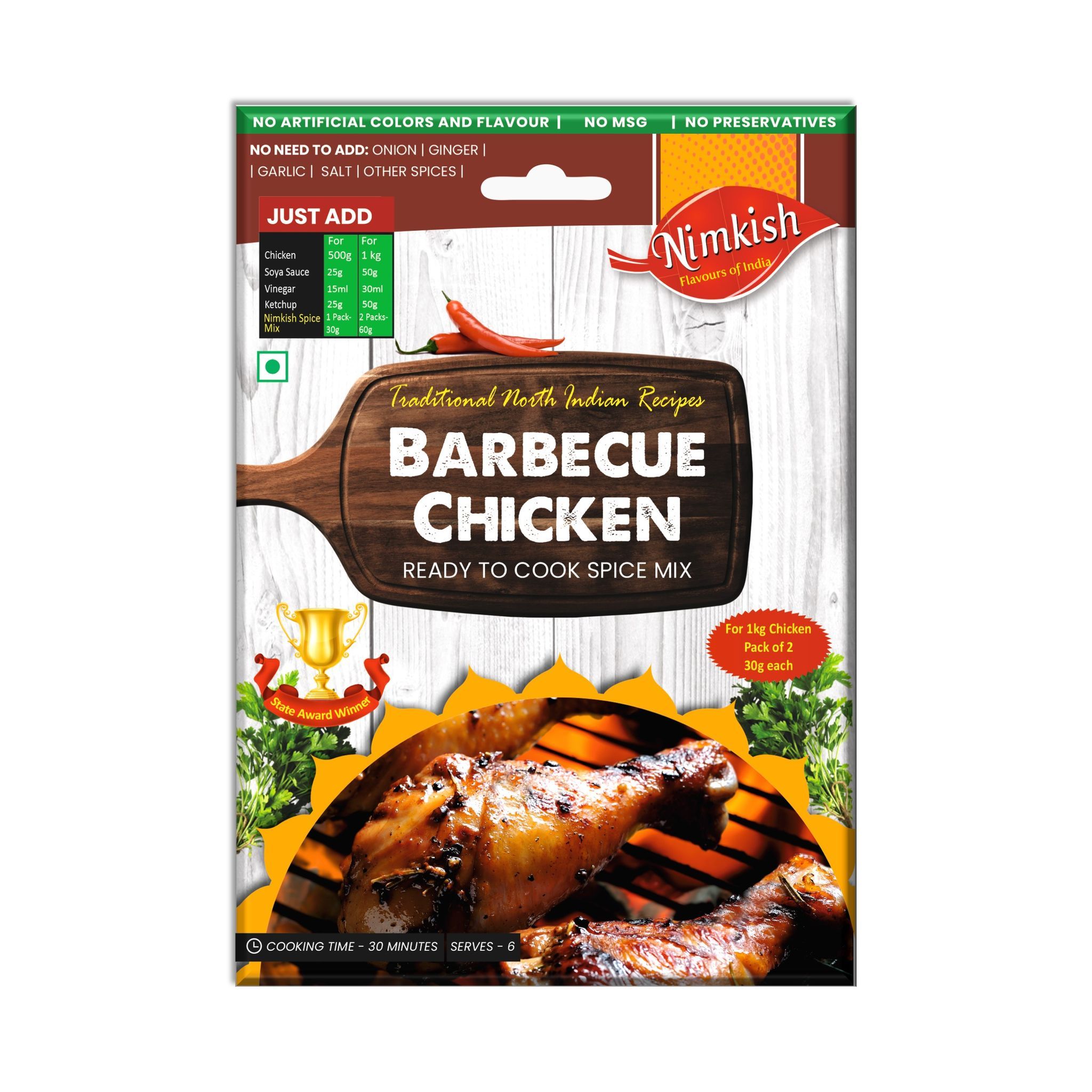 Nimkish Barbecue Chicken Ready to Cook Spice Mix | 60g | Onion Ginger Garlic Already in Mix | Himalayan Recipe