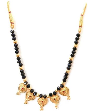 Stylish and Designer Gold Plated Brass Mangalsutra For Women Girls Traditional Black Beads Chain Mangal Sutra Brass Mangalsutra