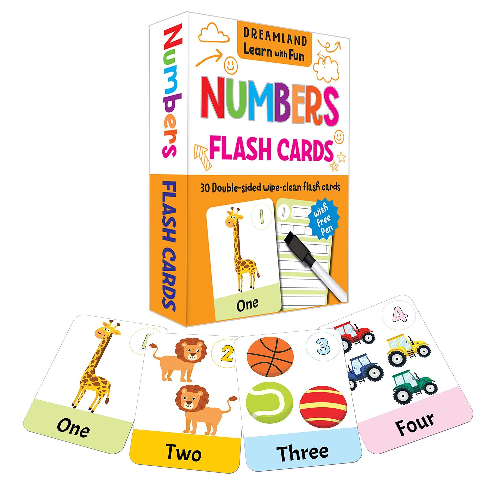Flash Cards Numbers - 30 Double Sided Wipe Cl [Card Book] Dreamland Publications