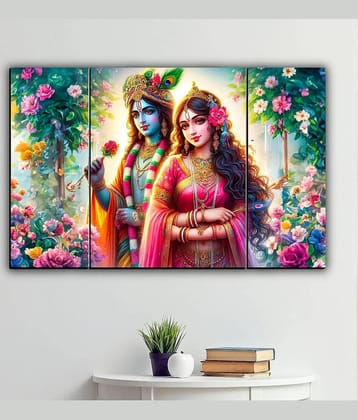 SNDArt Set Of 3 Radha Krishna Wall Paintings For Wall Decor Gift Items 12 x 18 inch