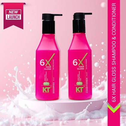 KT Professional 6X Hair Gloss Shampoo & Conditioner – 250ml x 2, 93% More Shine