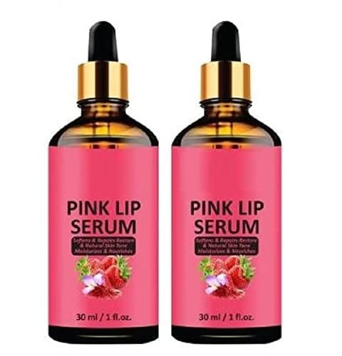 Elecsera Pink Lip Serum Oil -With Vitamin E- For Glossy & Shiny Lips with Moisturizing Effect-Fruity Flavor- Men & Women Combo pack of 2 bottles of 30 ml(60 ml) Fruity (Pack of: 2, 30 g)