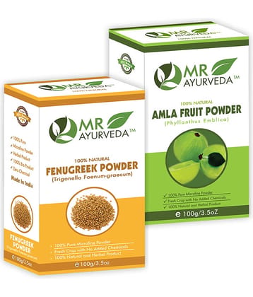MR Ayurveda 100% Pure Fenugreek Powder and Amla Powder Hair Scalp Treatment 200 g Pack of 2