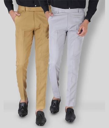 SREY - Khaki Polycotton Slim - Fit Men's Chinos ( Pack of 2 )