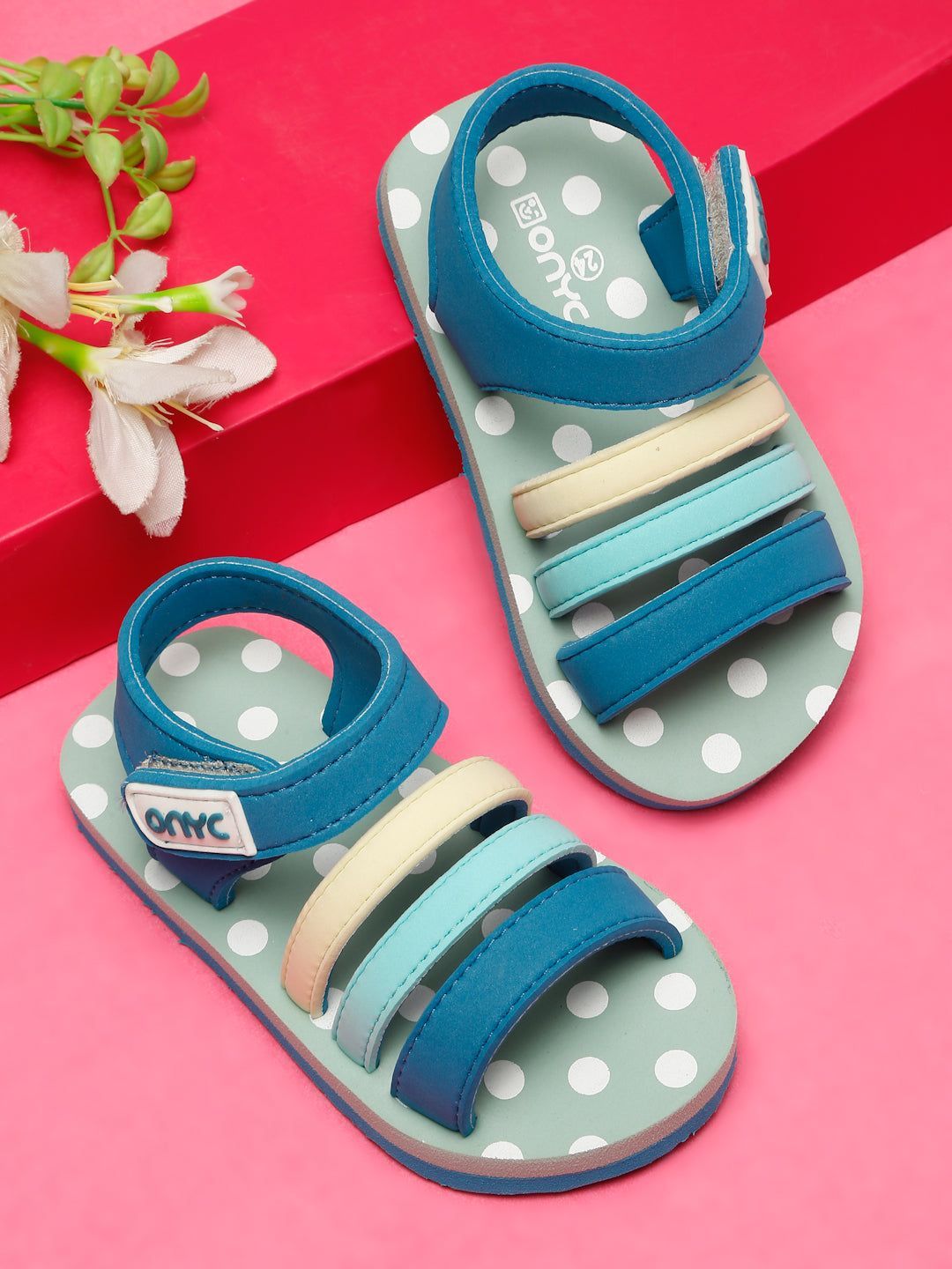 ONYC Premium Butterscotch Kids Sandals for Girls (Teal Blue)