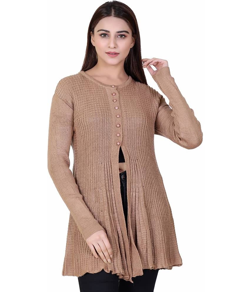 Ogarti Acrylic Beige Buttoned Cardigans - Single