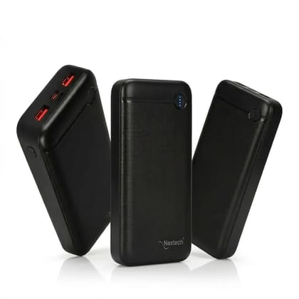 Nextech Hercules PDQC 22.5W Power Bank 20000mah Fast Charging | Triple Output (PD+2USB) & Dual Input (Type-C+Micro USB) | BIS Certified | Li-Polymer | Multi-Layer Protection | 20000 mah powerbank