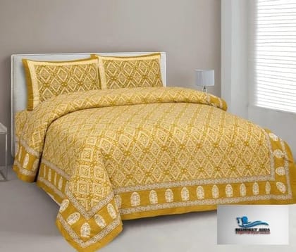 3001-Hometrade India-Standard King Size (90*108 Inches)-Buy Pure Cotton Jaipuri Printed Flat King Size Double Bedsheet With 2 Matching Pillow Cover 3001-Hometrade India-Standard King Size (90*108 Inches)-Buy Pure Cotton Jaipuri Printed Flat King Size Double Bedsheet With 2 Matching Pillow Cover