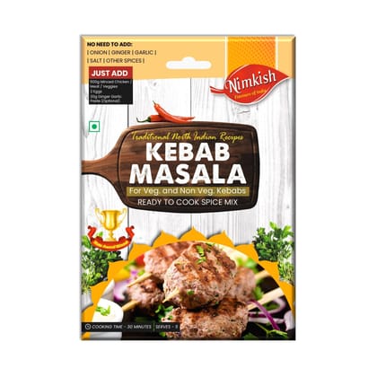 Nimkish Kebab Masala Ready to Cook Spice Mix | 80g | Onion Ginger Garlic Already in Mix | Himalayan Recipe Nimkish Kebab Masala Ready to Cook Spice Mix | 80g | Onion Ginger Garlic Already in Mix | Himalayan Recipe