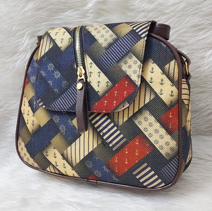 Women's Striped Canvas Crossbody Sling Bag