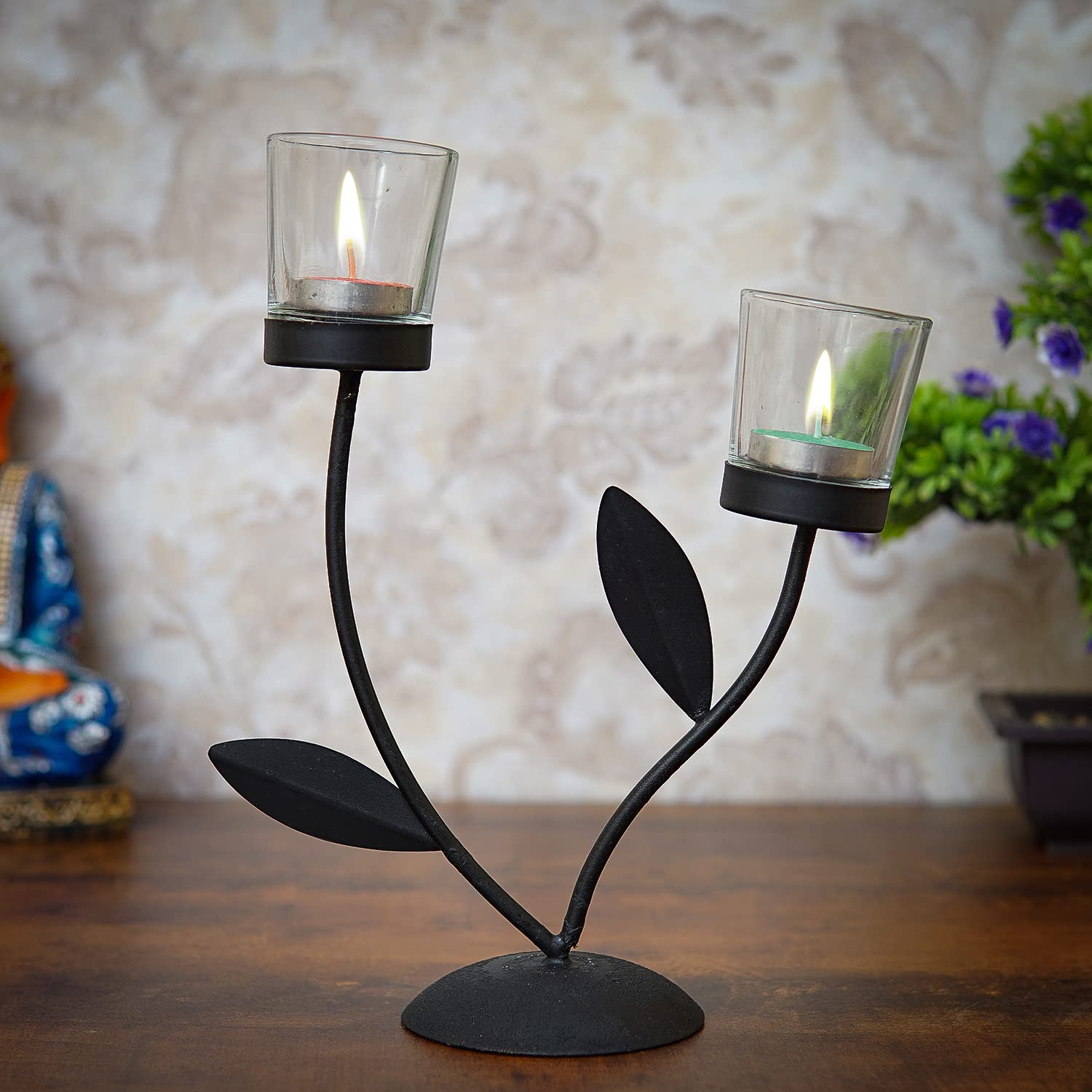 Craftlayout Metal 2 Tea Light Candle Holder 8.5 Inch