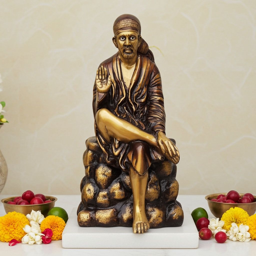 Brass Showpiece Sai Baba On Base (BSMAS686 A)