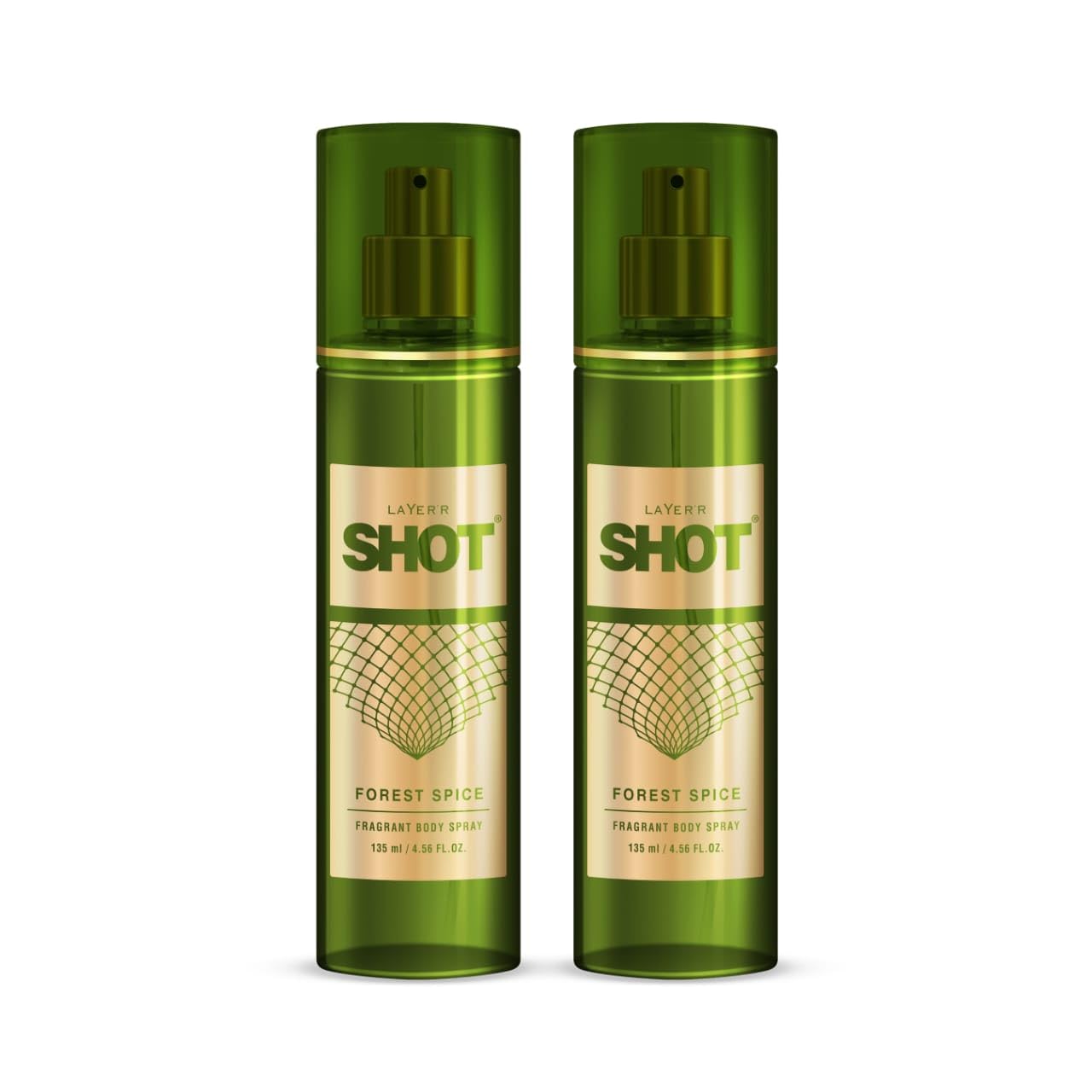 Layer'r Shot Forest Spice Body Spray For Men - 2 x135 ml | Long Lasting Premium Confident & Fresh Fragrance | Perfect For All Occasions | Gift For Men