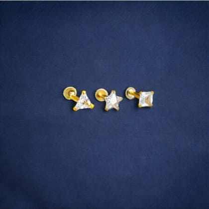 Girls Nose Pin Diamond Nose Pin Star or Tikona or Chakor for Women And Girl Pack of 3