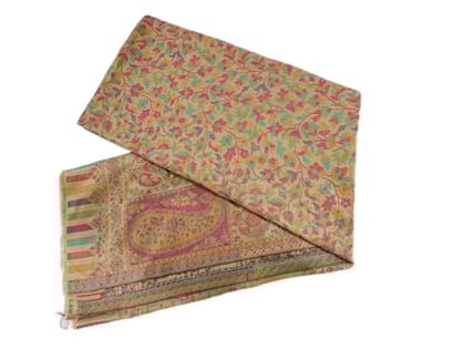 Elegant Kashmiri Shawl for Women � Soft Wool Blend with Golden Base & Multicolour Floral Weave | Traditional Ethnic Wrap & Stole Elegant Kashmiri Shawl for Women � Soft Wool Blend with Golden Base & Multicolour Floral Weave | Traditional Ethnic Wrap & Stole