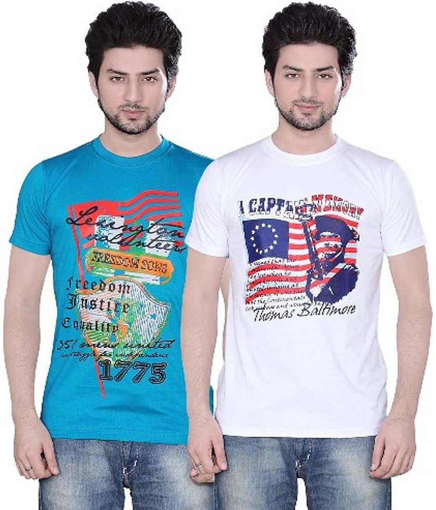 Zebu Pack of 2 Cotton Regular Fit Men's T-Shirt ( Multicolor )
