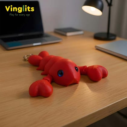 Vinglits Aqua Squad 3D Printed Keychains – Articulated Animal Toys, Pocket-Friendly Keyrings, Stress Relief Desk Toys for Kids & Adults, Collectible Accessories (Lobster - Clawly)