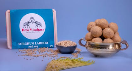 Desi Mitahara's Jowar Ladoo - Made with Jowar, Jaggery & Cow Ghee - Traditional Indian Sweet - Healthy, Nutritious Snack - 480g Pack - No Artificial Colours - Suitable for All Ages Desi Mitahara's Jowar Ladoo - Made with Jowar, Jaggery & Cow Ghee - Traditional Indian Sweet - Healthy, Nutritious Snack - 480g Pack - No Artificial Colours - Suitable for All Ages