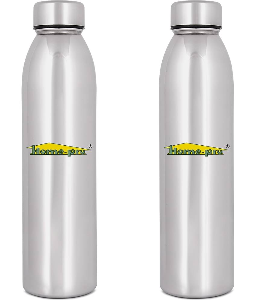 HomePro - Jointless Mirror Bottle Silver Fridge Water Bottle 1000 mL ( Set of 2 )