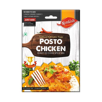 Nimkish Posto Chicken Ready to Cook Spice Mix | 40g | Onion Ginger Garlic Already in Mix | Himalayan Recipe Nimkish Posto Chicken Ready to Cook Spice Mix | 40g | Onion Ginger Garlic Already in Mix | Himalayan Recipe