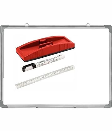 Eclet Non Magnetic 1.5 x 2 feet Double Sided White Board and Chalk Board Combo with 1 Marker,1 Scale and 1 Duster | Ideal Use for Home, Office, with Sliding Hanging Clips, Robust Aluminum Frame