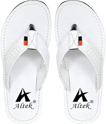 Altek White Men's Leather Slipper