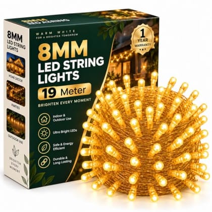 Lights – Warm White 8mm Big Led Fairy Lights for Decoration | 360° Glow Waterproof Copper Wire Lights for Home