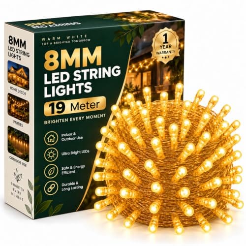 Lights – Warm White 8mm Big Led Fairy Lights for Decoration | 360° Glow Waterproof Copper Wire Lights for Home