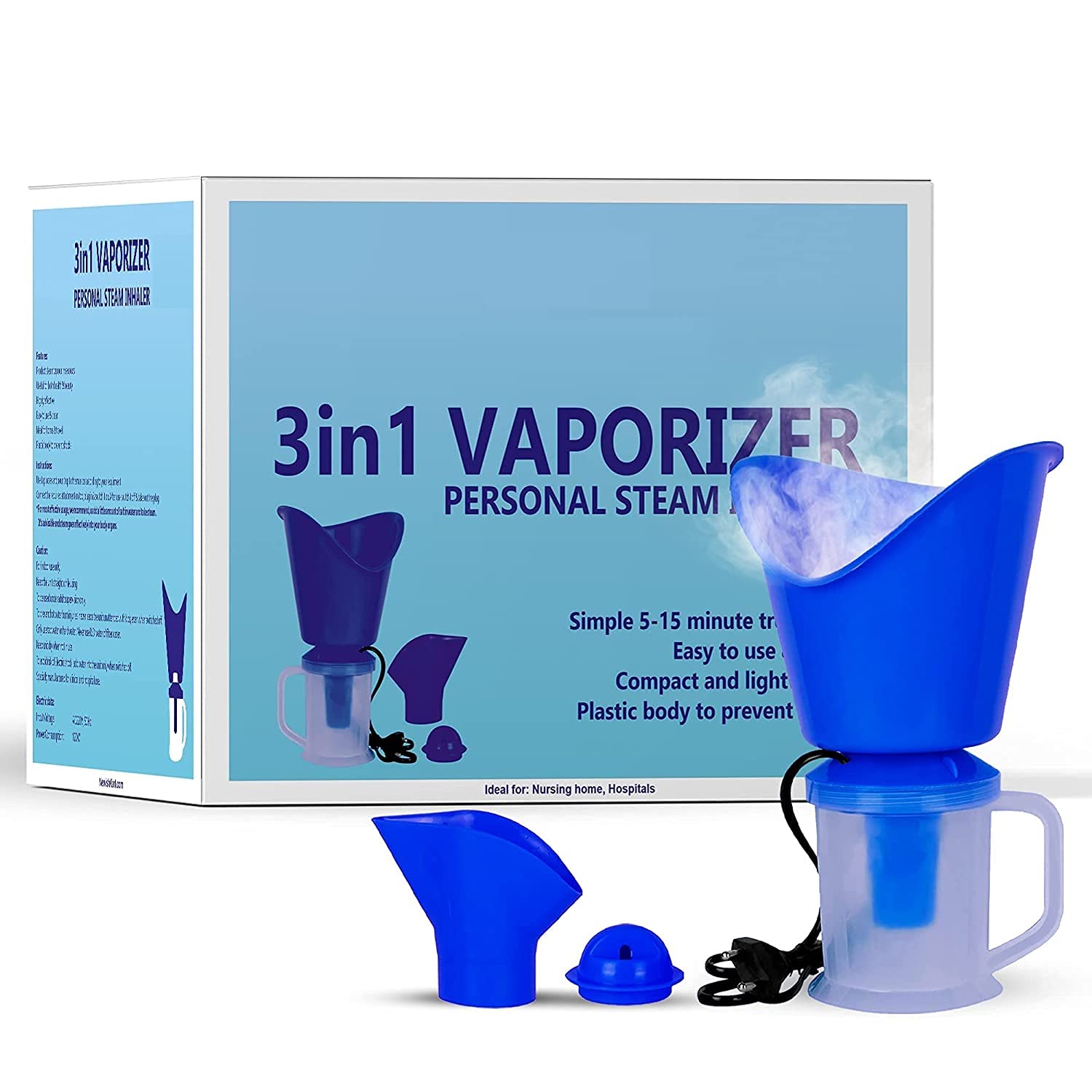 Elecsera Steam Vaporizer And Inhaler Nose Steamer Cough Steamer vaporizer machine Facial Streamer for Deep Face Cleaning Vaporizer & Steamer for Cough & Cold winter Vaporizer (Blue, White)