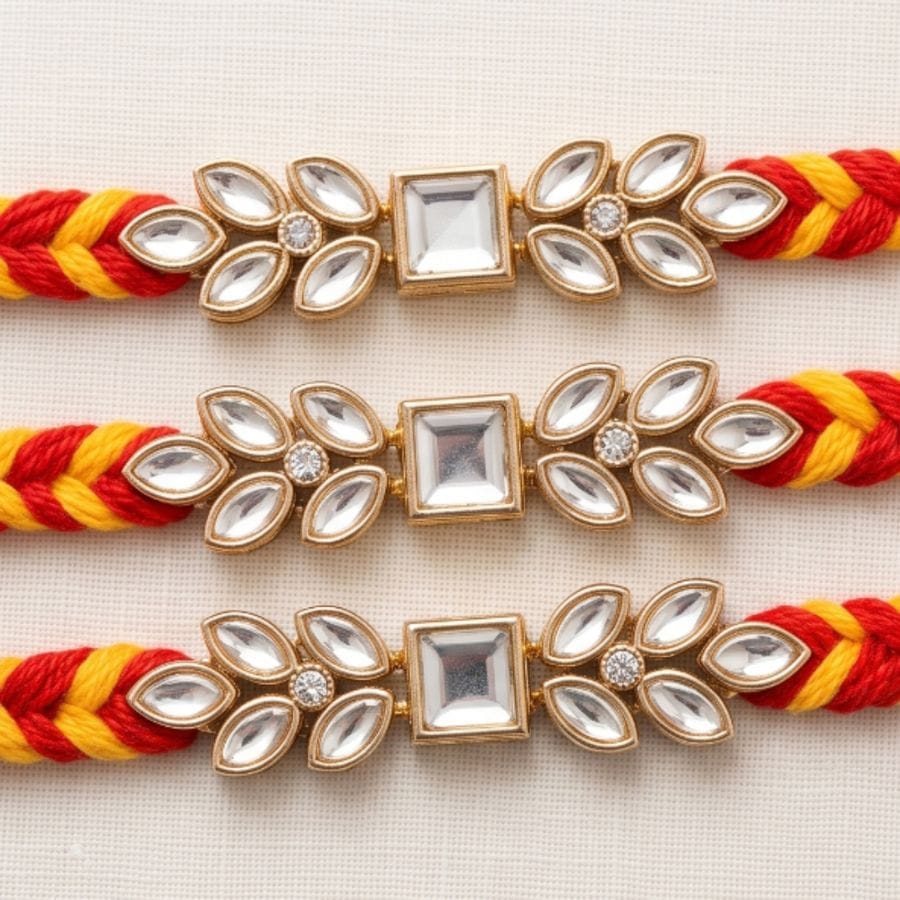 Traditional Embellished Stone Rakhi (1 piece)