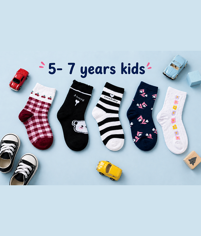 BBYARAJ Pack of 5 Unisex for Baby Cotton Full Length Socks ( Multi )