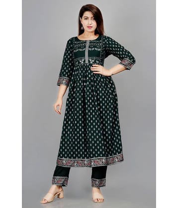 SIPET - Green Straight Rayon Women's Stitched Salwar Suit ( Pack of 1 )