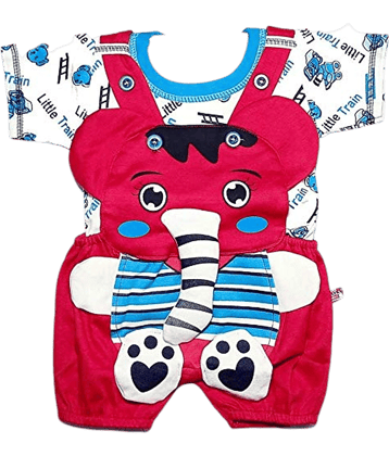 Leuntx Girls Cotton Dungarees ( Pack of 1 , Red )