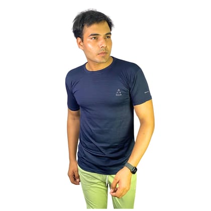 Wruxing Solid Men Round Neck Navy Blue T-Shirt Wruxing Solid Men Round Neck Navy Blue T-Shirt