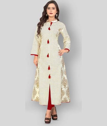 Vbuyz - White Cotton Women's Front Slit Kurti ( Pack of 1 )
