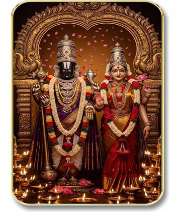Livin'luxe Lord Venkateswara Lakshmi MDF Wall Art with Table Top Stand & Wall Hanging Hole