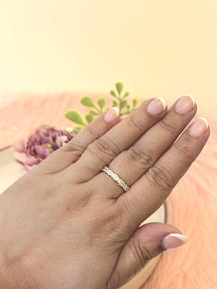 Smitam Jewels Nirya Adjustable Ring Slim Crystal Band Anti Tarnish Gold Silver Ring