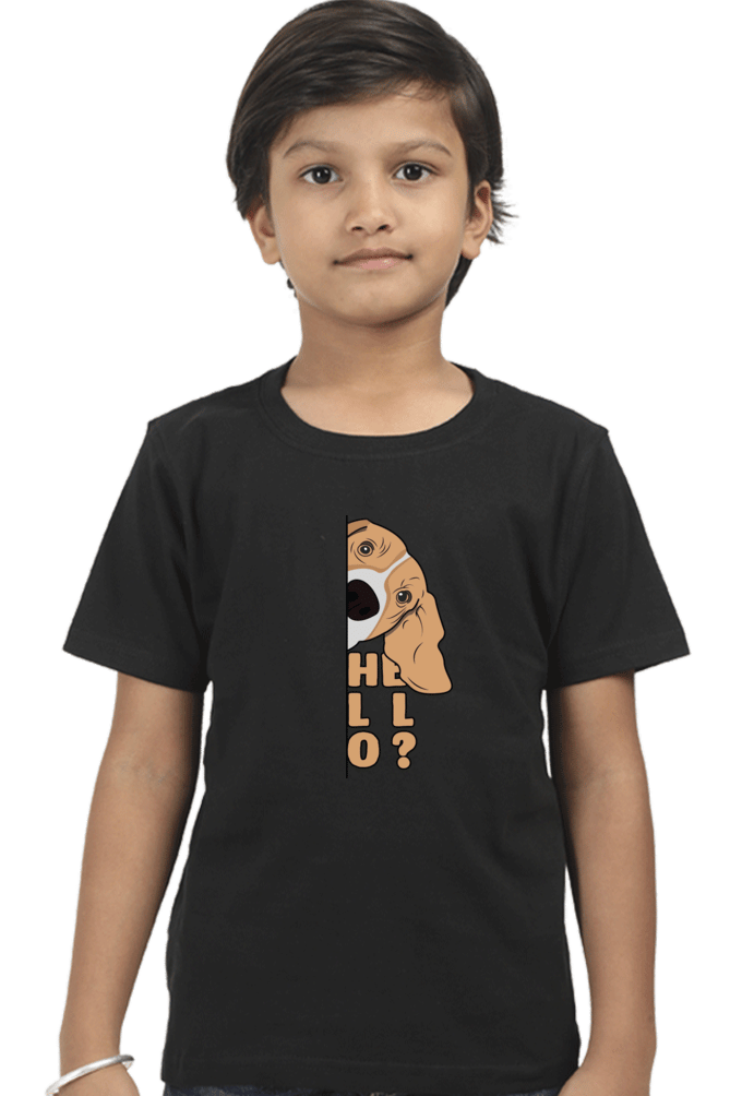 Round Neck T-Shirt (Boys) - Basset Hound Hello (10 Colours)