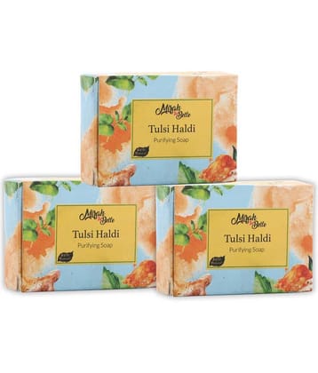 Mirah Belle Organic Tulsi Haldi Purifying Soap Bar (125 gm) Soap 375 gram g Pack of 3